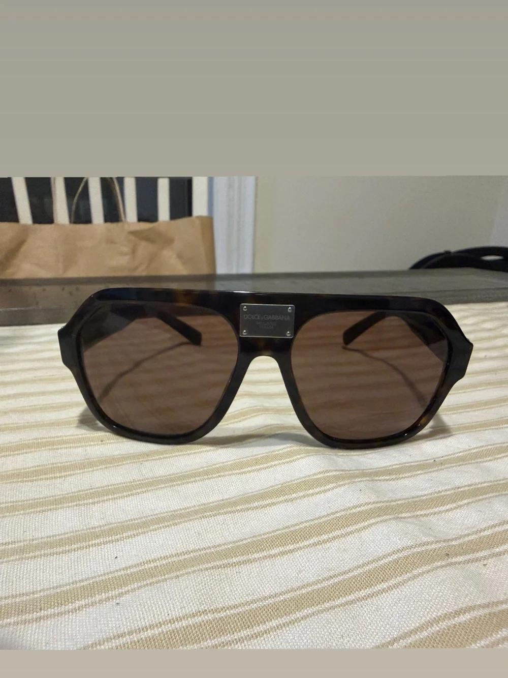Dolce & Gabbana Tortoiseshell Brown Shield Sunglasses